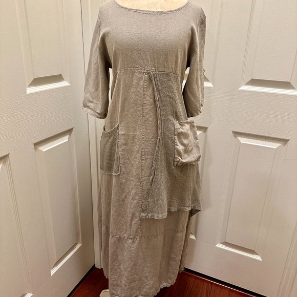 Contessa Teresa Women's 100% Linen Maxi Tunic Dress Size S Gypsy Boho (NEW) - Picture 11 of 14